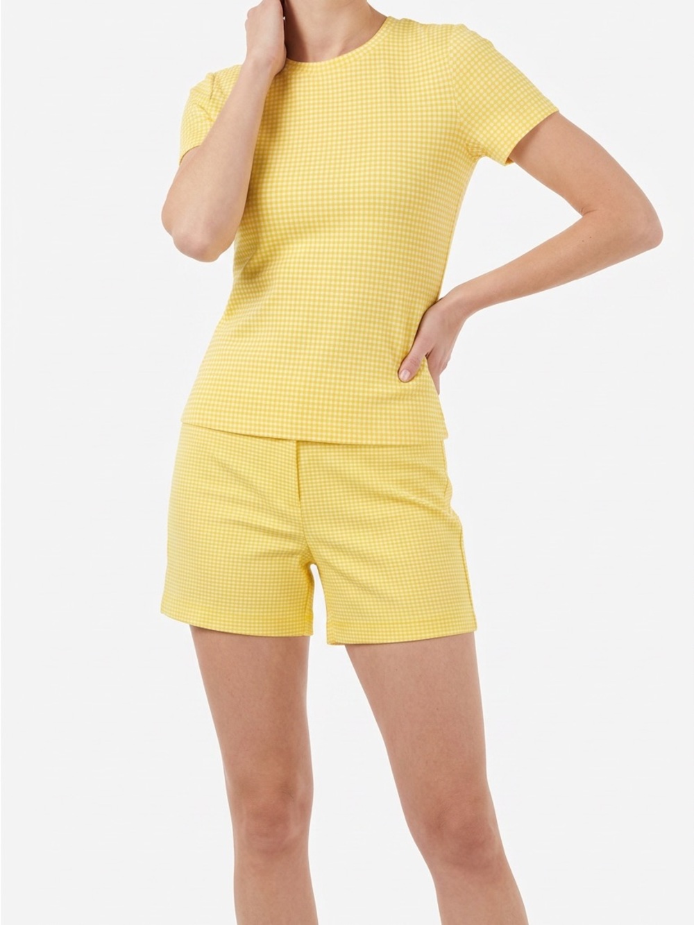 Nanette Lepore Womens Size Small Yellow Glimmer White Pullon Gingham Shorts